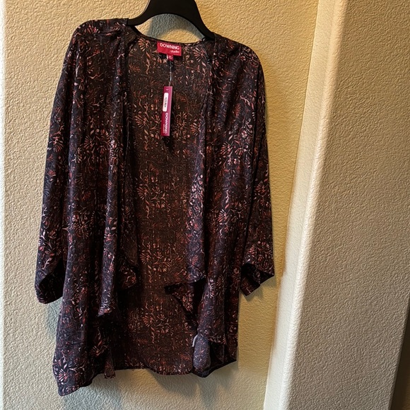 NEW! Women’s Downing Studio Floral Kimono - Black and Orange, Size 2x. - Picture 1 of 4